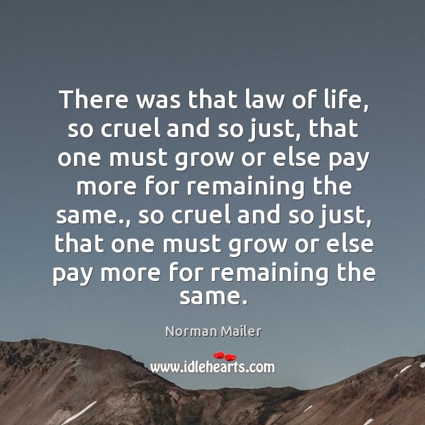 There was that law of life, so cruel and so just, that one must grow or else pay more for remaining the same. Image