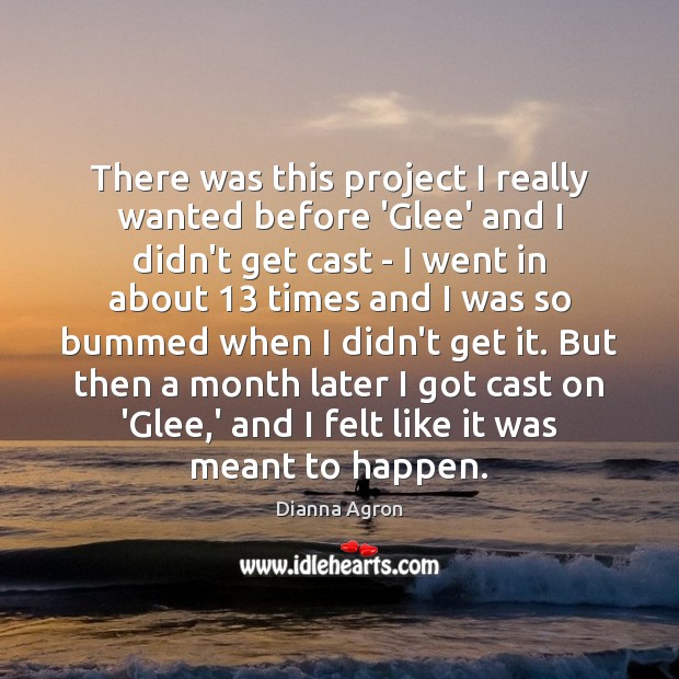 There was this project I really wanted before ‘Glee’ and I didn’t Dianna Agron Picture Quote