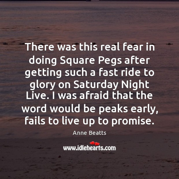 There was this real fear in doing Square Pegs after getting such Anne Beatts Picture Quote