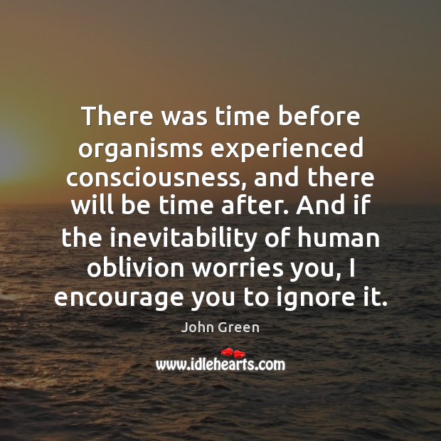There was time before organisms experienced consciousness, and there will be time John Green Picture Quote