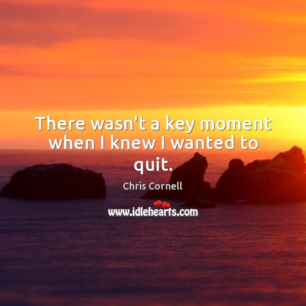There wasn’t a key moment when I knew I wanted to quit. Chris Cornell Picture Quote