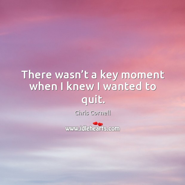 There wasn’t a key moment when I knew I wanted to quit. Image
