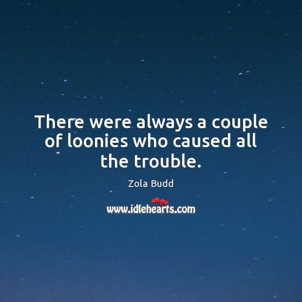 There were always a couple of loonies who caused all the trouble. Zola Budd Picture Quote