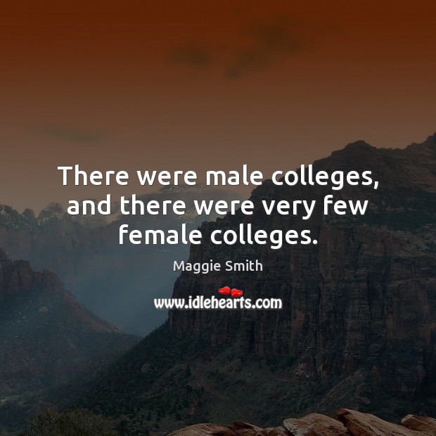 There were male colleges, and there were very few female colleges. Image