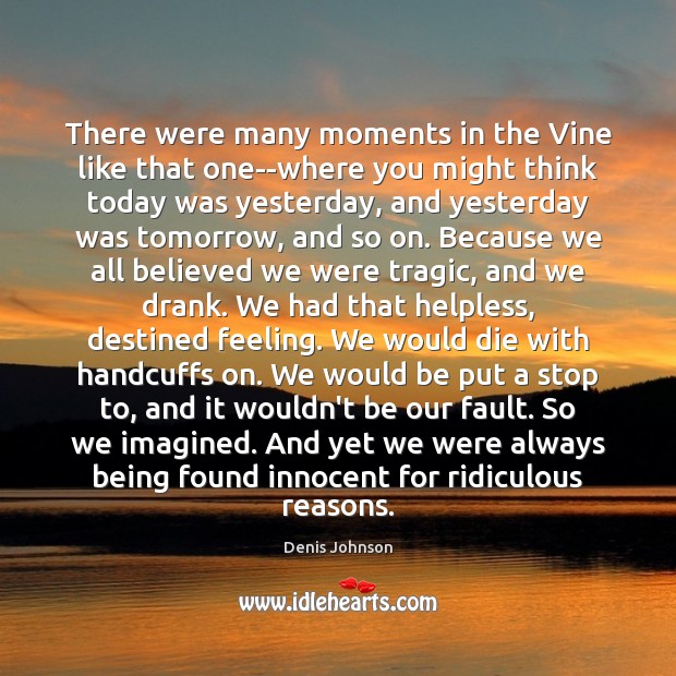There were many moments in the Vine like that one–where you might Denis Johnson Picture Quote