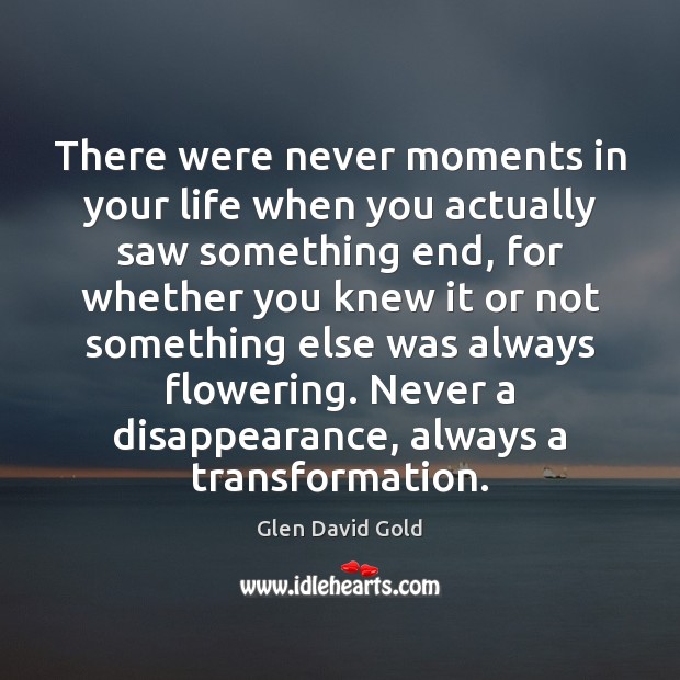 There were never moments in your life when you actually saw something Glen David Gold Picture Quote