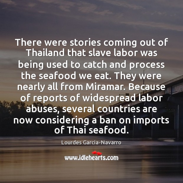 There were stories coming out of Thailand that slave labor was being Lourdes Garcia-Navarro Picture Quote