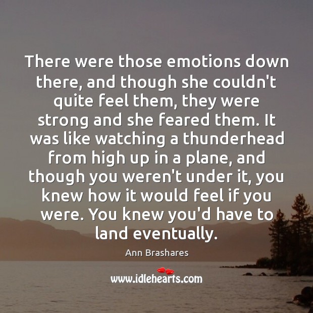 There were those emotions down there, and though she couldn’t quite feel Ann Brashares Picture Quote