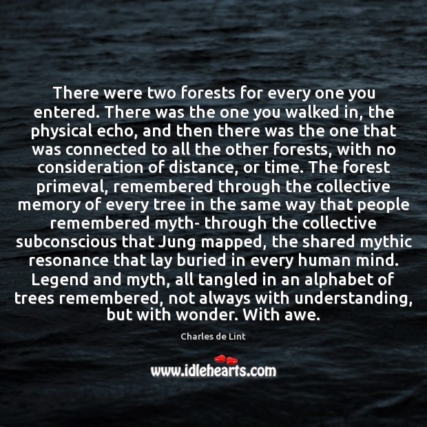 There were two forests for every one you entered. There was the Charles de Lint Picture Quote
