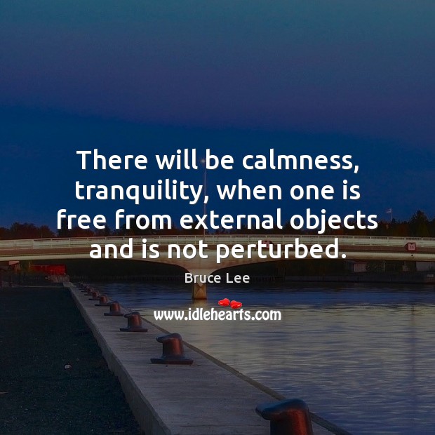 There will be calmness, tranquility, when one is free from external objects Bruce Lee Picture Quote