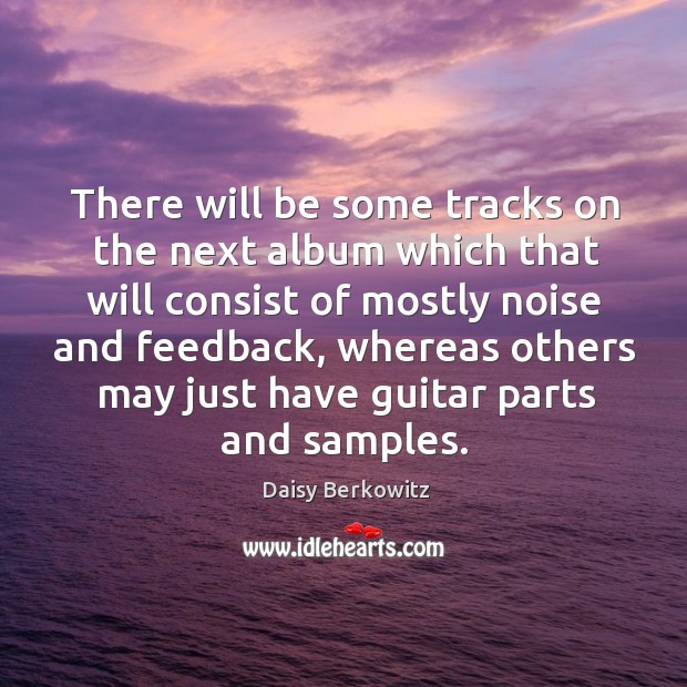 There will be some tracks on the next album which that will consist of mostly noise and feedback Daisy Berkowitz Picture Quote