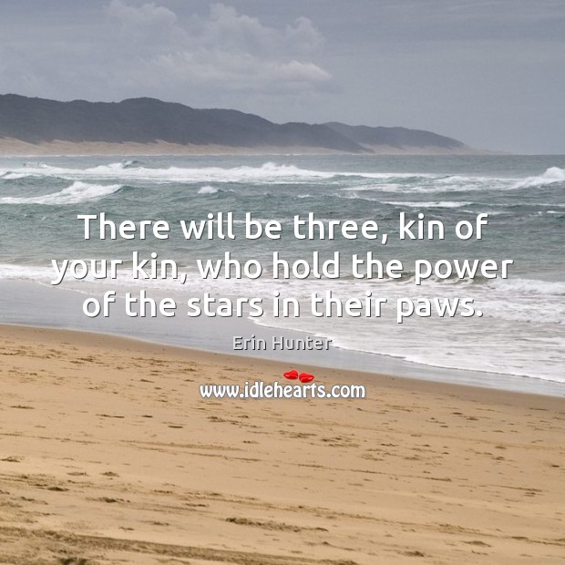 There will be three, kin of your kin, who hold the power of the stars in their paws. Erin Hunter Picture Quote