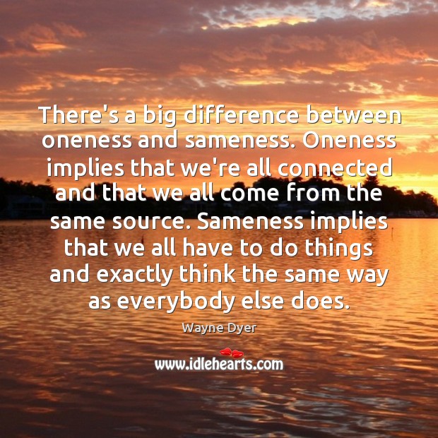 There’s a big difference between oneness and sameness. Oneness implies that we’re Image