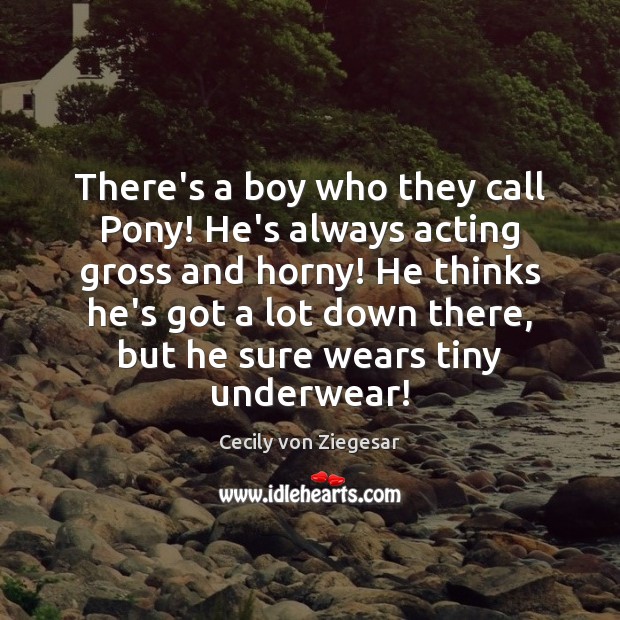 There’s a boy who they call Pony! He’s always acting gross and Cecily von Ziegesar Picture Quote