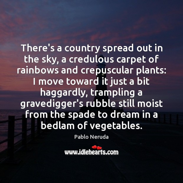 There’s a country spread out in the sky, a credulous carpet of Pablo Neruda Picture Quote