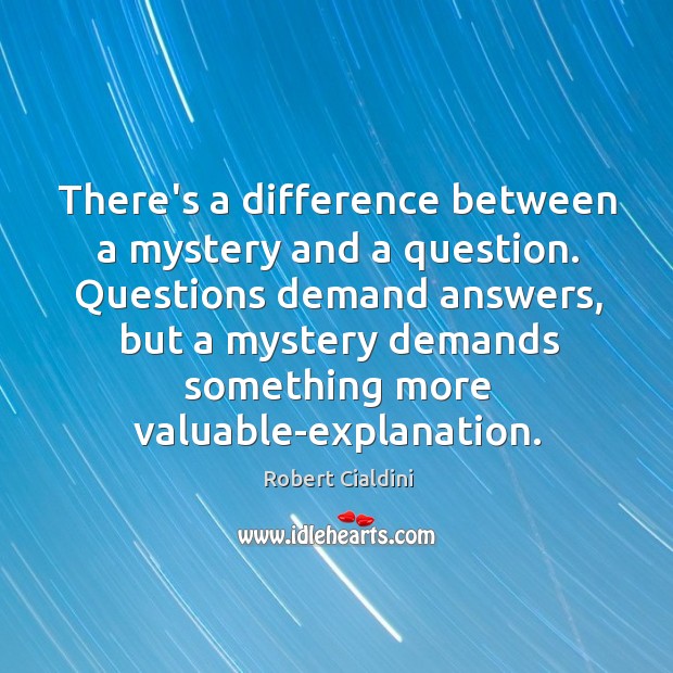 There’s a difference between a mystery and a question. Questions demand answers, Image