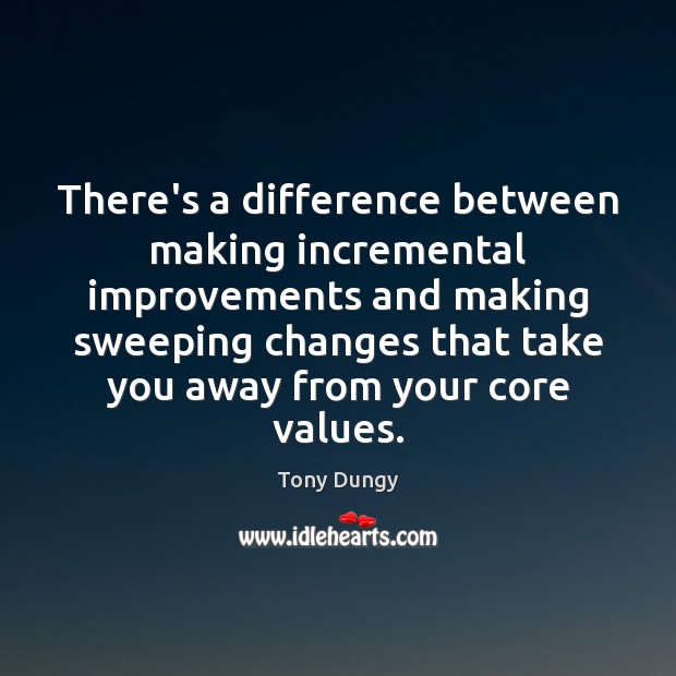 There’s a difference between making incremental improvements and making sweeping changes that Tony Dungy Picture Quote