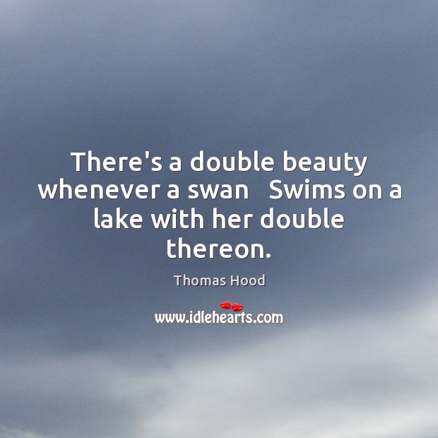 There’s a double beauty whenever a swan   Swims on a lake with her double thereon. Image