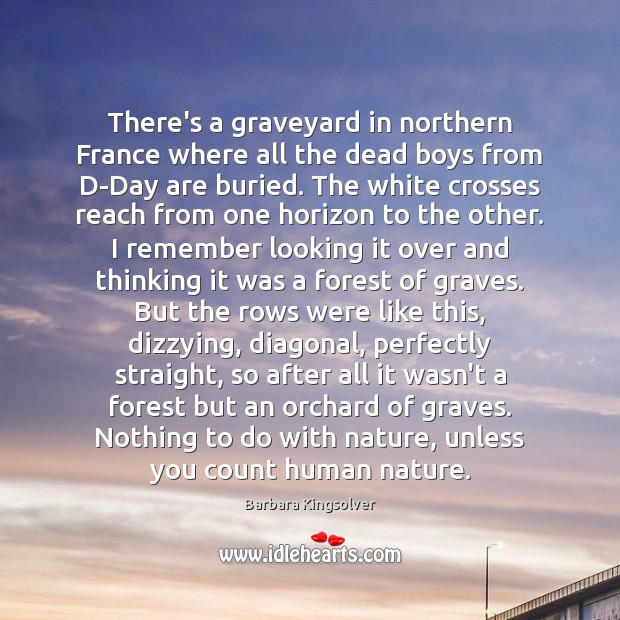 There’s a graveyard in northern France where all the dead boys from Barbara Kingsolver Picture Quote