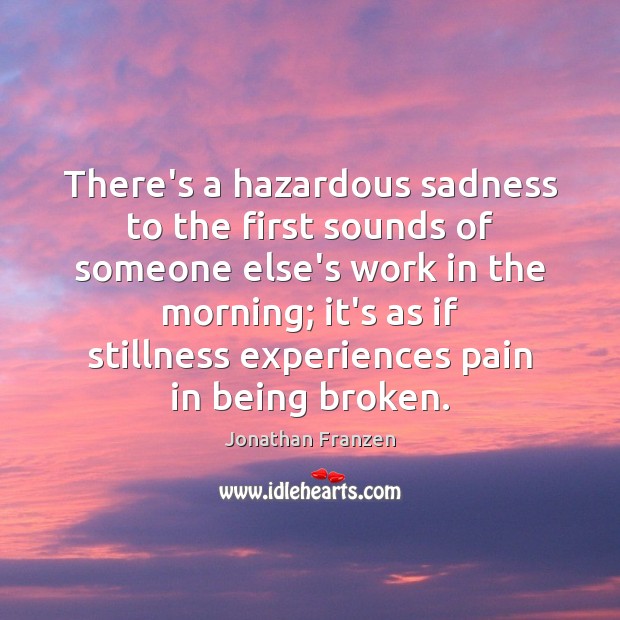 There’s a hazardous sadness to the first sounds of someone else’s work Jonathan Franzen Picture Quote