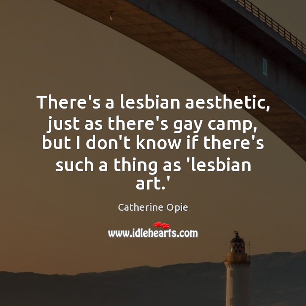 There’s a lesbian aesthetic, just as there’s gay camp, but I don’t Catherine Opie Picture Quote