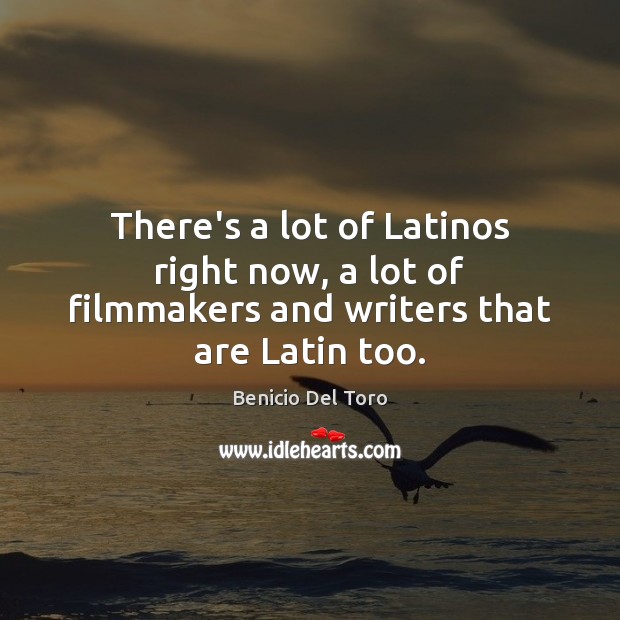 There’s a lot of Latinos right now, a lot of filmmakers and writers that are Latin too. Benicio Del Toro Picture Quote