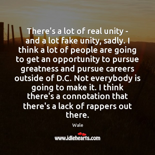 There’s a lot of real unity – and a lot fake unity, Wale Picture Quote