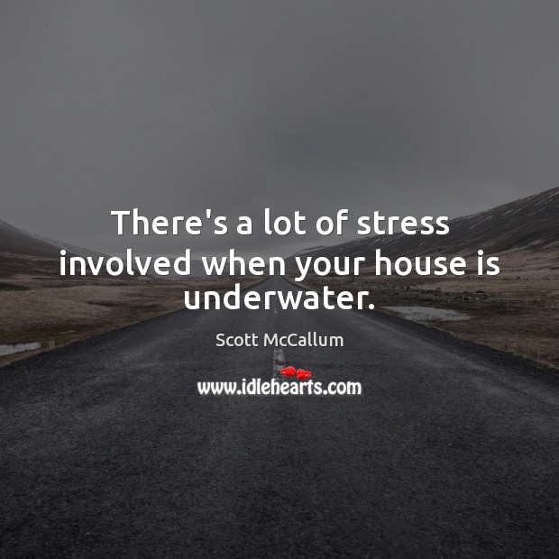 There’s a lot of stress involved when your house is underwater. Scott McCallum Picture Quote