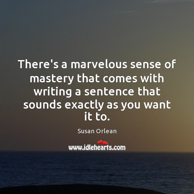 There’s a marvelous sense of mastery that comes with writing a sentence Susan Orlean Picture Quote