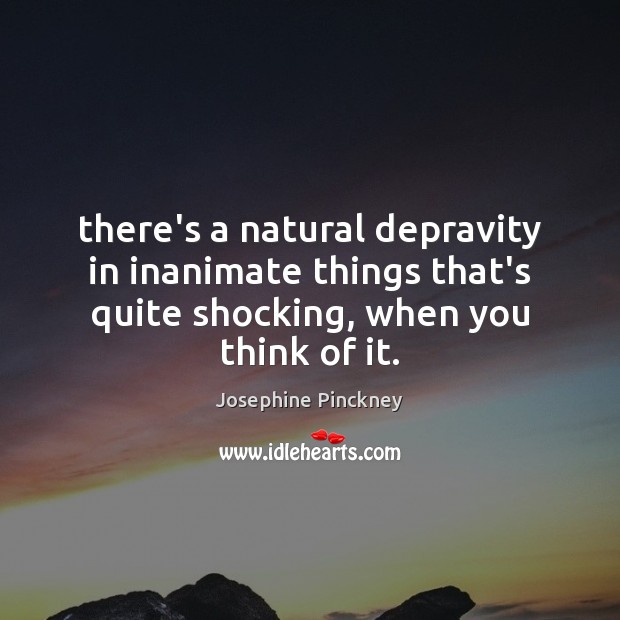 There’s a natural depravity in inanimate things that’s quite shocking, when you Josephine Pinckney Picture Quote