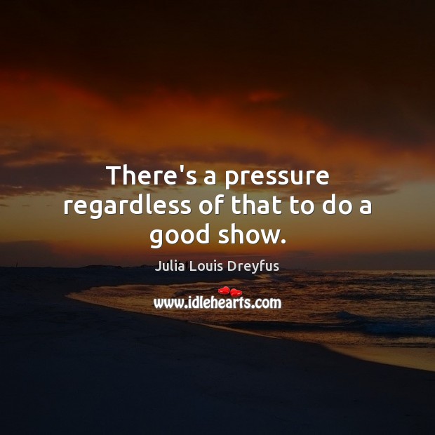 There’s a pressure regardless of that to do a good show. Julia Louis Dreyfus Picture Quote