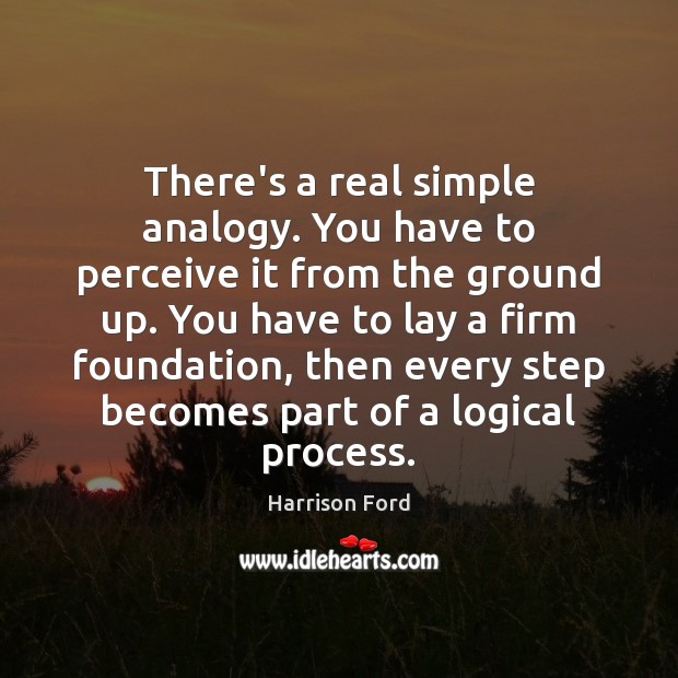 There’s a real simple analogy. You have to perceive it from the Harrison Ford Picture Quote