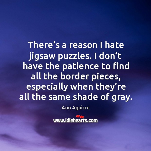 There’s a reason I hate jigsaw puzzles. I don’t have Ann Aguirre Picture Quote