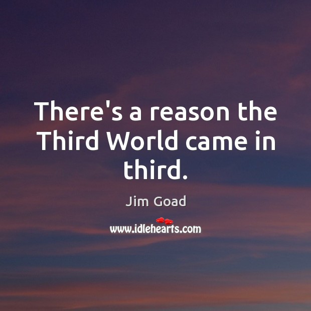 There’s a reason the Third World came in third. Jim Goad Picture Quote