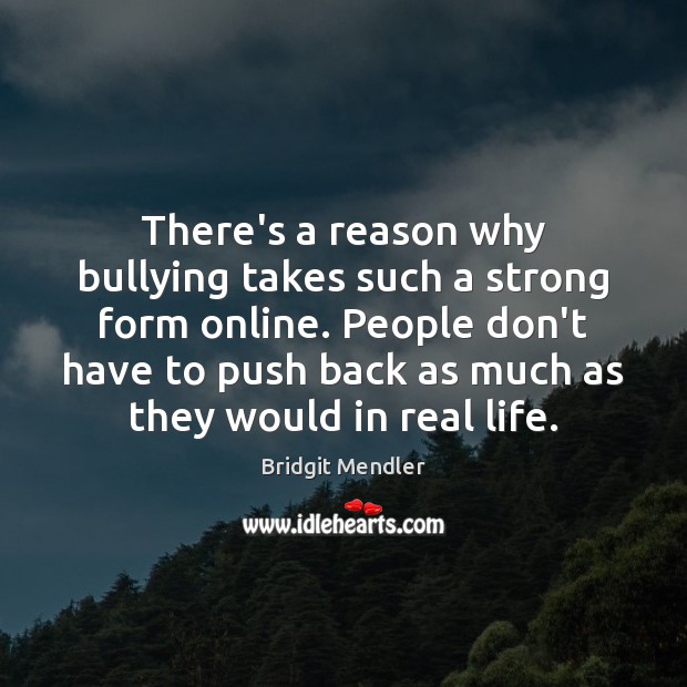 There’s a reason why bullying takes such a strong form online. People Bridgit Mendler Picture Quote