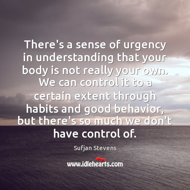 There’s a sense of urgency in understanding that your body is not Sufjan Stevens Picture Quote