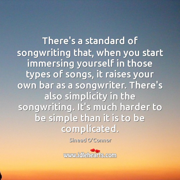 There’s a standard of songwriting that, when you start immersing yourself in Sinead O’Connor Picture Quote