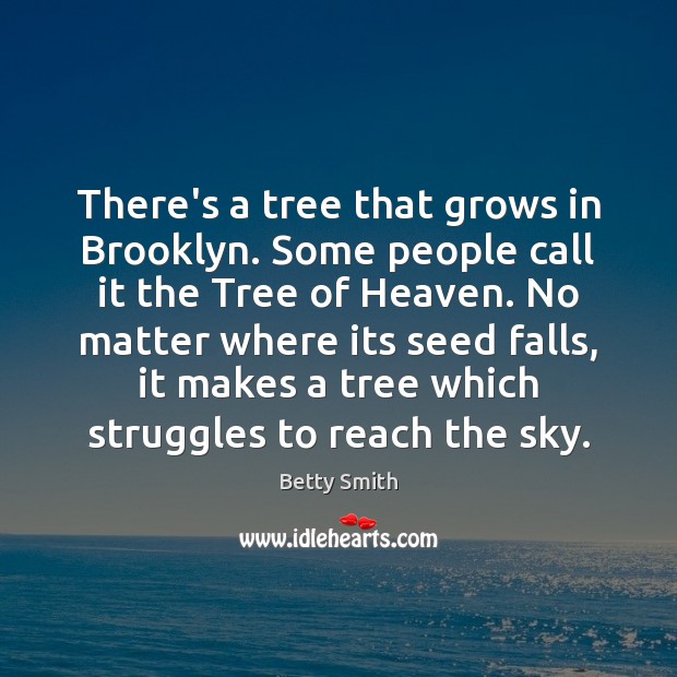 There’s a tree that grows in Brooklyn. Some people call it the Betty Smith Picture Quote