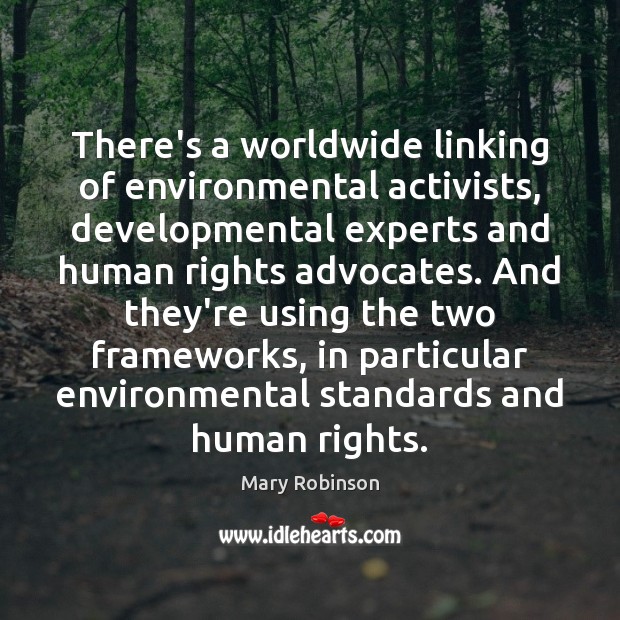 There’s a worldwide linking of environmental activists, developmental experts and human rights Image