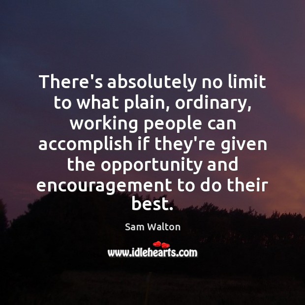 There’s absolutely no limit to what plain, ordinary, working people can accomplish Sam Walton Picture Quote