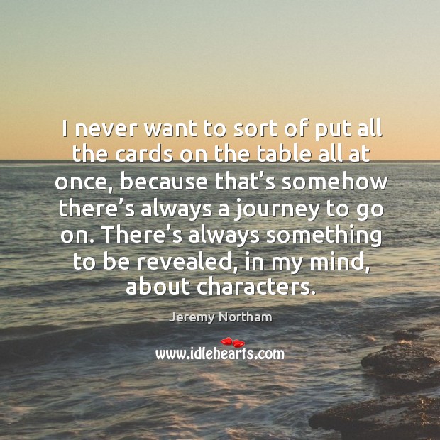 There’s always something to be revealed, in my mind, about characters. Journey Quotes Image