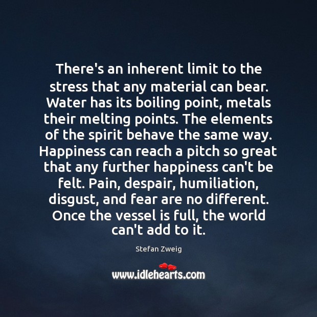 There’s an inherent limit to the stress that any material can bear. Stefan Zweig Picture Quote