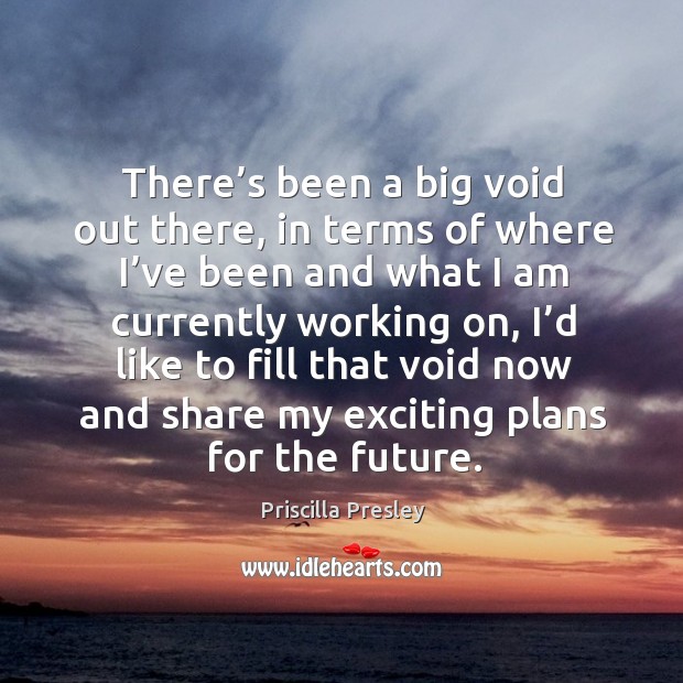 There’s been a big void out there, in terms of where I’ve been and what I am currently working on Priscilla Presley Picture Quote