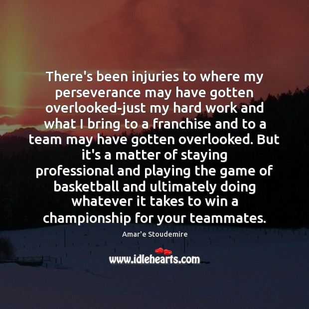There’s been injuries to where my perseverance may have gotten overlooked-just my Amar’e Stoudemire Picture Quote