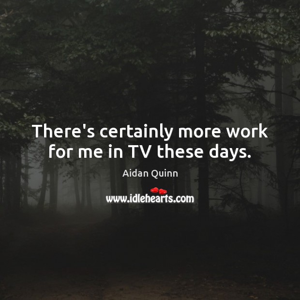 There’s certainly more work for me in TV these days. Aidan Quinn Picture Quote