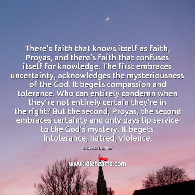 There’s faith that knows itself as faith, Proyas, and there’s Image