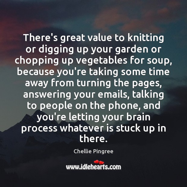 There’s great value to knitting or digging up your garden or chopping Image