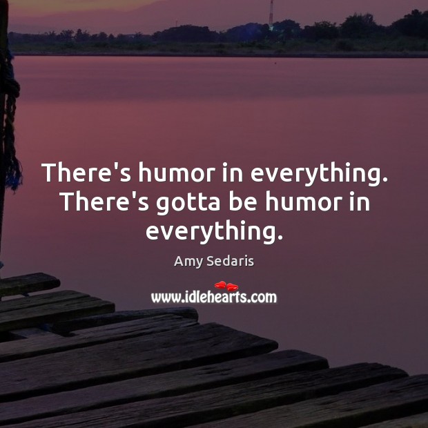 There’s humor in everything. There’s gotta be humor in everything. Amy Sedaris Picture Quote