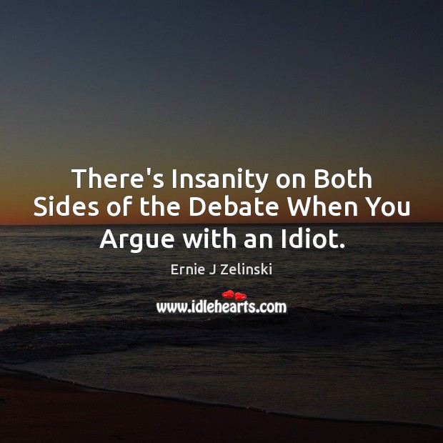 There’s Insanity on Both Sides of the Debate When You Argue with an Idiot. Ernie J Zelinski Picture Quote