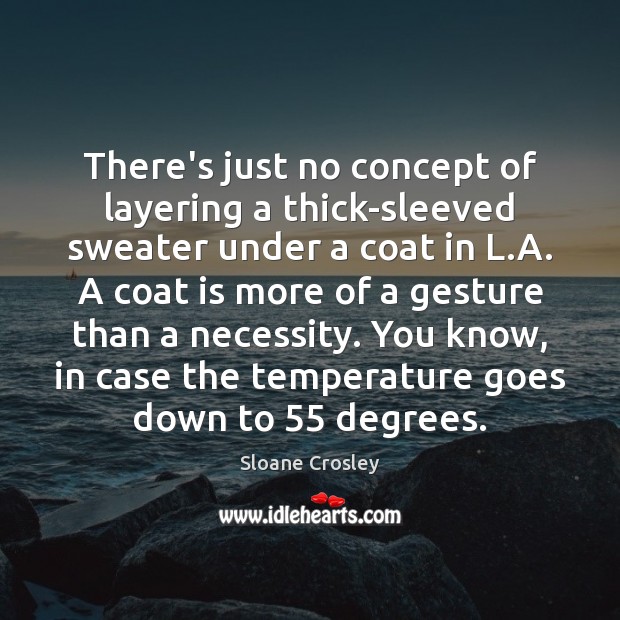 There’s just no concept of layering a thick-sleeved sweater under a coat Sloane Crosley Picture Quote